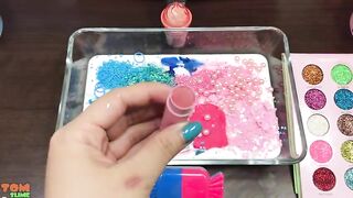 Disney Princess Slime Pink vs Blue | Mixing Makeup and Glitter into Slime ASMR! #664