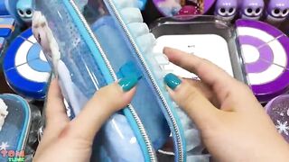 Disney Princess Slime Purple vs Blue | Mixing Makeup and Glitter into Slime ASMR! #662