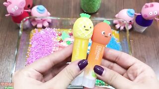Making Slime with Rainbow Pineapple ! Mixing Beads, Glitter and More into Slime ASMR! #653