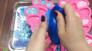 Disney Princess Slime Pink vs Blue | Mixing Makeup and Glitter into Slime ASMR! Slime Video #637