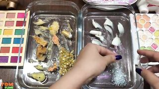 Gold vs Silver - Mixing Makeup and Eyeshadow into Slime ASMR! Satisfying Slime Video #624