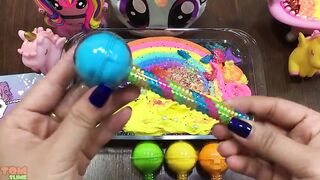 Mixing Rainbow Unicorn Makeup and Eyeshadow, Clay into Slime ASMR! Satisfying Slime Video #621