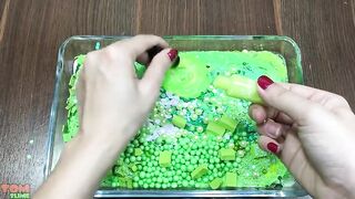Green Slime | Mixing Too Many Things into Glossy Slime | Satisfying Slime Videos #604