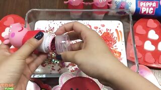 Red Peppa Pig Slime | Mixing Glitter and Floam into Glossy Slime | Satisfying Slime Videos #596