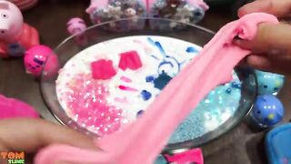 Peppa Pig & Hello Kitty Slime Pink vs Blue | Mixing Random Things into Glossy Slime #595