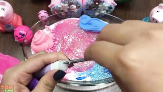 Peppa Pig & Hello Kitty Slime Pink vs Blue | Mixing Random Things into Glossy Slime #595