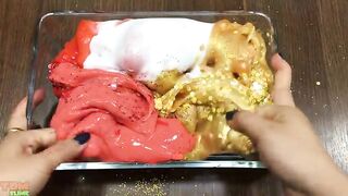 Gold Vs Red Slime | Mixing Makeup and Glitter into Glossy Slime | Satisfying Slime Videos #593