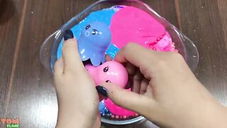 Car Slime Pink Vs Blue | Mixing Makeup and Beads into Glossy Slime | Satisfying Slime Videos #587