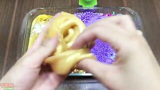 Gold Vs Purple Slime | Mixing Glitter and Beads into Slime | Satisfying Slime Videos #584