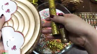 SPECIAL RAINBOW GOLD SLIME | Mixing Makeup and Glitter into Slime | Satisfying Slime Video #574