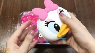 Donald Duck Slime Pink vs Blue | Mixing Makeup and Glitter into Slime | Satisfying Slime Video #551