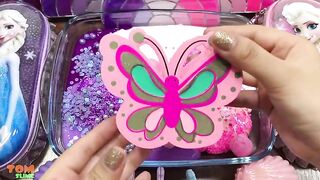 Disney Princess Slime Pink Vs Purple | Mixing Makeup and Floam into Glossy Slime #543