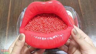 Red Lips Slime | Mixing Glitter and Floam into Glossy Slime | Satisfying Slime Videos #536