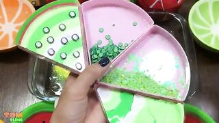 Red, Yellow & Green Slime | Mixing Beads and Glitter into Clear Slime | Satisfying Slime Videos #526