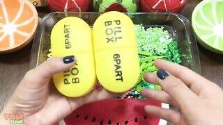 Red, Yellow & Green Slime | Mixing Beads and Glitter into Clear Slime | Satisfying Slime Videos #526