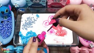 Pink Vs Blue Slime | Mixing Beads and Floam into Glossy Slime | Satisfying Slime Videos #524
