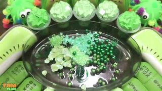 Green Slime | Mixing Random Things into Clear Slime | Satisfying Slime Videos #514