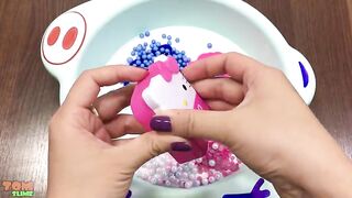 Peppa Pig & Hello Kitty Slime Pink Vs Blue | Mixing Beads and Floam into Slime #503