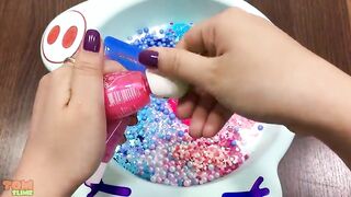 Peppa Pig & Hello Kitty Slime Pink Vs Blue | Mixing Beads and Floam into Slime #503