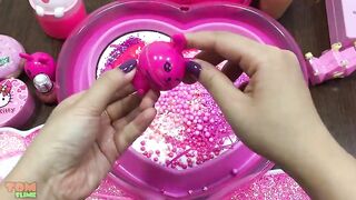 Pink Heart Slime | Mixing Too Many Things into Glossy Slime | Satisfying Slime Videos #501