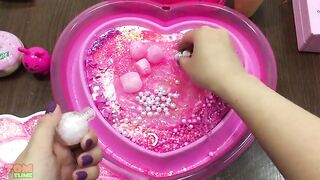 Pink Heart Slime | Mixing Too Many Things into Glossy Slime | Satisfying Slime Videos #501
