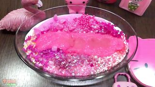 Pink Slime | Mixing Makeup and Beads into Glossy Slime | Satisfying Slime Videos #495
