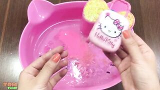 Hello Kitty Slime Pink Vs Purple | Mixing Too Many Things into Clear Slime | Satisfying Slime #475