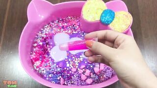 Hello Kitty Slime Pink Vs Purple | Mixing Too Many Things into Clear Slime | Satisfying Slime #475