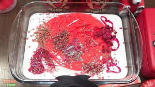 Red Slime | Mixing Makeup and Glitter into Glossy Slime | Satisfying Slime Videos #466