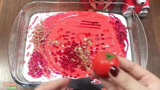 Red Slime | Mixing Makeup and Glitter into Glossy Slime | Satisfying Slime Videos #466