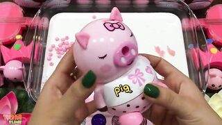 Pink Slime | Mixing Too Many Things into Glossy Slime | Satisfying Slime Videos #452