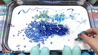 Blue Slime | Mixing Glitter and Floam into Glossy Slime | Satisfying Slime Videos #450