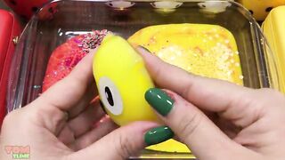 Red vs Yellow Slime | Mixing Makeup and Glitter into Slime | Satisfying Slime Videos #445