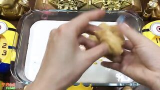 Gold and Yellow Slime | Mixing Random Things into Glossy Slime | Satisfying Slime Videos #444