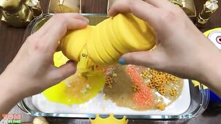 Gold and Yellow Slime | Mixing Random Things into Glossy Slime | Satisfying Slime Videos #444