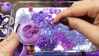 Purple Slime | Mixing Beads and Glitter into Glossy Slime | Satisfying Slime Videos #443