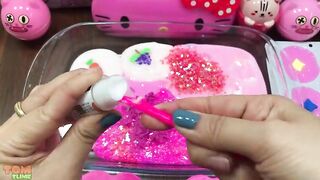 Pink Peppa Pig Slime | Mixing Makeup and Glitter into Glossy Slime | Satisfying Slime Videos #435