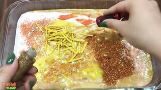 Gold Slime | Mixing Beads and Glitter into Glossy Slime | Satisfying Slime Videos #428