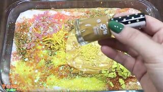 Gold Slime | Mixing Beads and Glitter into Glossy Slime | Satisfying Slime Videos #428