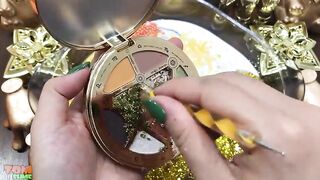Gold Slime | Mixing Makeup and Glitter into Glossy Slime | Satisfying Slime Videos #426