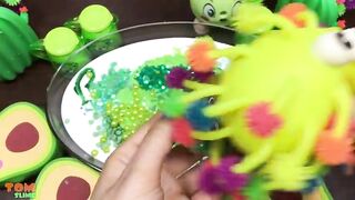 Green Slime | Mixing Beads and Glitter into Glossy Slime | Satisfying Slime Videos #421