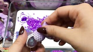 Purple Slime | Mixing Random Things into Glossy Slime | Satisfying Slime Videos #412