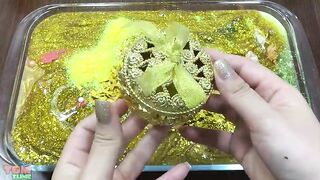 Gold Slime | Mixing Random Things into Glossy Slime | Satisfying Slime Videos #399