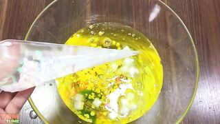 Making Yellow Clear Slime With Rainbow Piping Bags | Satisfying Clear Slime #349