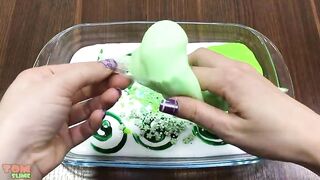 Green Slime | Mixing Random Things into Glossy Slime | Satisfying Slime Videos #330