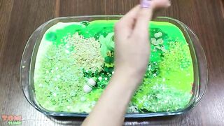 Green Slime | Mixing Random Things into Glossy Slime | Satisfying Slime Videos #330