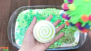 Green Slime | Mixing Random Things into Fluffy Slime | Satisfying Slime Videos #262