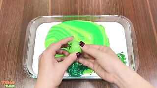 Green Slime | Mixing Random Things into Glossy Slime | Satisfying Slime Videos #245