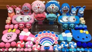 Doraemon Slime Pink Vs Blue | Mixing Random Things into Clear Slime | Satisfying Slime Videos #234