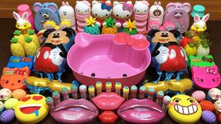 Hello Kitty and Mickey Mouse | Mixing Random Things into Clear Slime | Satisfying Slime Videos #211